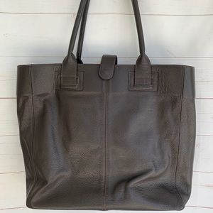 Raika Leather Tote Computer Bag Top Handle Brown